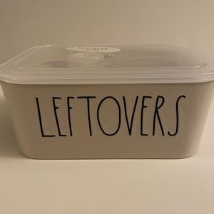 Rae Dunn Leftovers ceramic container with lid